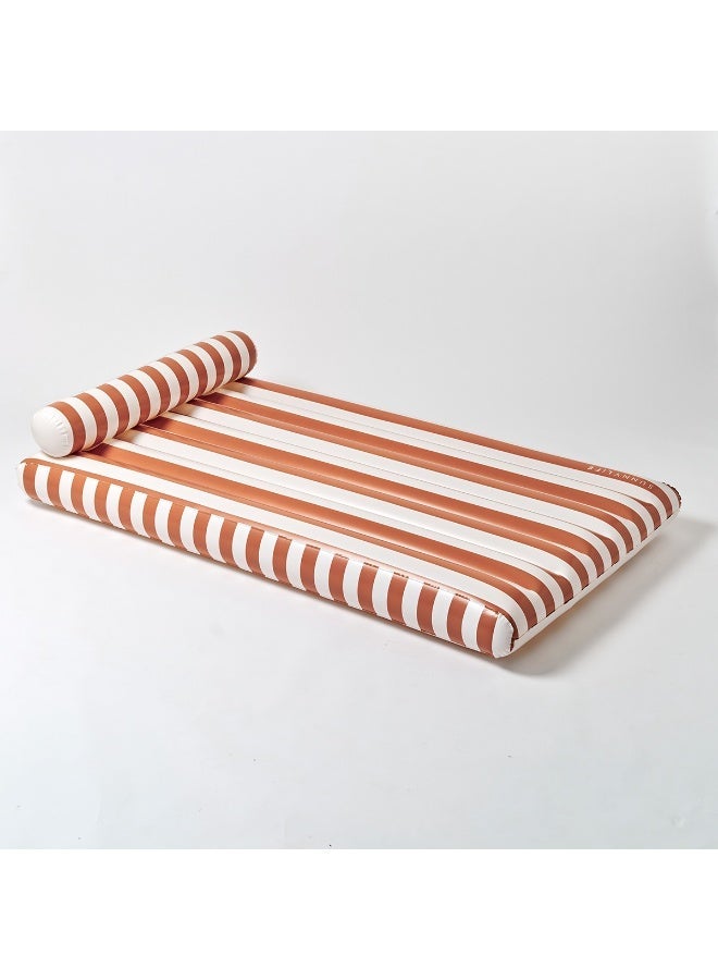 Sunnylife Luxe Lilo Tierra Clay Stripe – Premium Inflatable Pool Lilo for Kids and Family, Comfortable Floating Mattress, Stylish Pool and Beach Lounger for Summer - Image 1